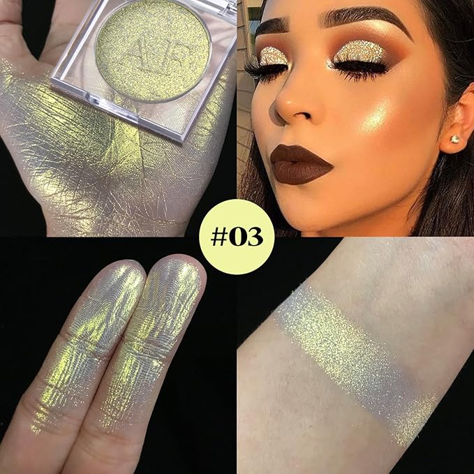 ecofavor Highlighter Makeup Palette, Long Lasting New Formula, Dazzling Yellow-Gold Shimmer, Sheer Gold Base, Ideal for Face and Body Contour and Cheek Highlight (#03) Yellow-Gold Dazzling Shimmer,#3