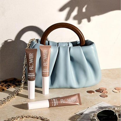 FLOWER BEAUTY By Drew Barrymore Lowlight Liquid Contour - Natural Finish + Buildable Coverage - Built-In Cusion Applicator - Deep