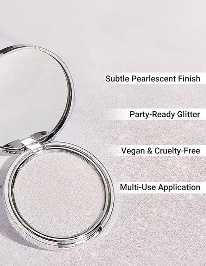Erinde Shimmer Face Highlighter Makeup Powder, Cream to Powder Glow Finish, Lightweight & Healthy Radiance, Long Lasting Luminous Face Body Highlighter Makeup, 01 Pearlescent Moon