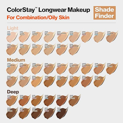 Revlon Liquid Foundation, ColorStay Face Makeup for Combination & Oily Skin, SPF 15, Longwear Medium-Full Coverage with Matte Finish, True Beige (320), 1.0 Oz (Pack of 5)