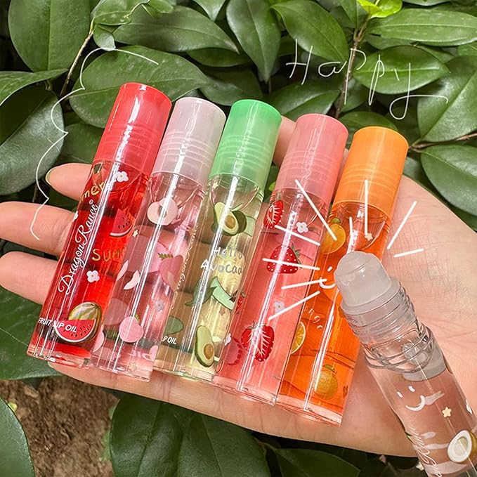 Moisturizing Lip Oil Set - 6 Pcs Roll-on Fresh Glaze, Transparent Colorless Lotion for Hydrating and Care (#4)
