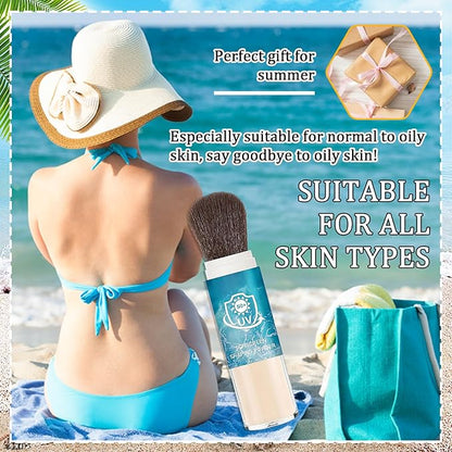 Mineral Face Sunscreen Setting Powder,Lasting Oil Control Lightweight Powder Sunscreen with SPF50+,Loose Waterproof Brush on Sun Screen Makeup for All Skin Types