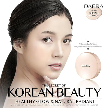 Kang Shining Korean BB Layering Cushion Foundation (1 Color, Neutral), Natural Glowing Makeup, Self Adjusting K Beauty Makeup, 72 HR Hydrating, Buildable Coverage(12g, 0.42 oz)