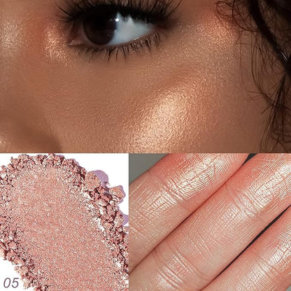 YOUNG VISION Baked Highlighter Powder Palette, Sheer Pearl Shimmer Shades for Face Highlighter Makeup, Highly Pigmented Iluminadores de Maquillaje, 0.19 Oz(Pack of 1)