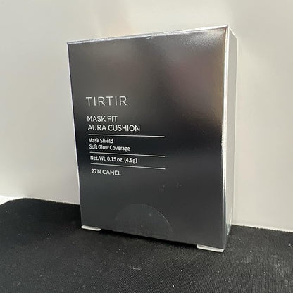 [*Mini Size*] TIRTIR Aura Glow Silver Cushion | Korean Cushion Foundation, (#27N Camel, 0.15 Fl Oz)