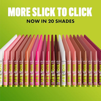 NYX PROFESSIONAL MAKEUP Fat Oil Slick Click, Lightweight, Buildable Pigmented Vegan Lip Balm - Verified (Nude)