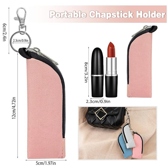 Chapstick Holder, 6 Pcs Lip Balm Sleeve Pouch, Portable Lipstick Holder Bag, Clip-on Makeup Travel Accessories, Great Stuffers for Women