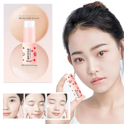 Invisible Pore Stick - Pore Eraser Waterproof Face Primer Makeup Base Oil-control Smooth Fine Lines Isolation Makeup Primer Pore Invisible Cream (1 Pack) White