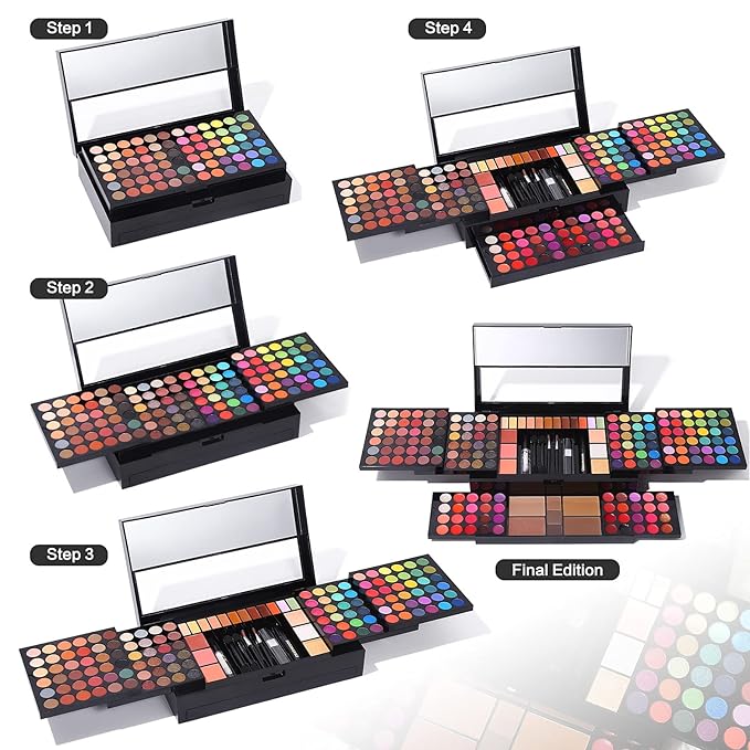 Professional All in One Makeup Kit for Women Full Kit,186 Colors Make Up Palette Valentine's Gift Set, Including Eyeshadow,Lip Gloss,Concealer,Highlighter,Contour,Brow Powder,Mascara,Blush & Brush