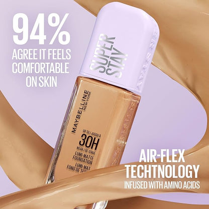 Maybelline Super Stay Lumi-Matte Foundation, Lightweight and Buildable Full Coverage Foundation Makeup For Up To 30HR Wear, 128, 1 Count