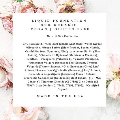 Mom's Secret 100% Natural Liquid Foundation, Organic, Vegan, Aloe Based, Natural Sun Protection, Gluten Free, Cruelty Free, Made in the USA, 1FL Oz. (Cork)