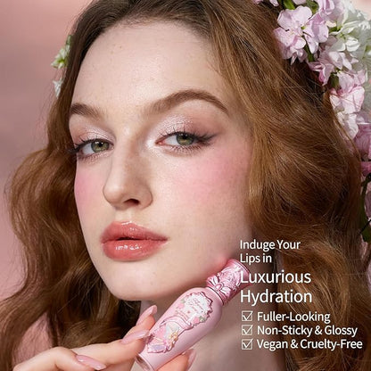 Flower Knows Midsummer Fairytales Coating Lip Lacquer,Glowy Non-Fading Lip Gloss,Hydrating Tinted Lip Oil for Girls&Women,Vegan & Cruelty Free,0.17Fl Oz(G04 To the Moon)