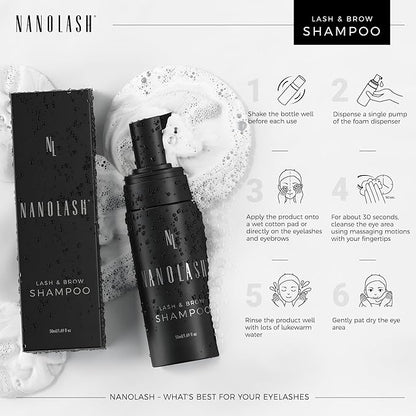 Lash & Brow Shampoo 50 ml - cleansing shampoo for eyelashes and eyebrows, eyelash foam, eyelash extension cleanser