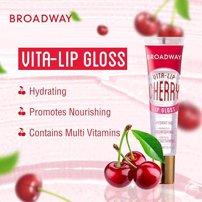 Ruby Kisses Broadway Vita-Lip Clear Lip Gloss 6pcs (Cherry), Ultra-Hydrating & Soothing Formula with Vitamin Oils, High-Shine Non-Sticky Finish, Healing Glossy Lip Balm Locks in Moisture