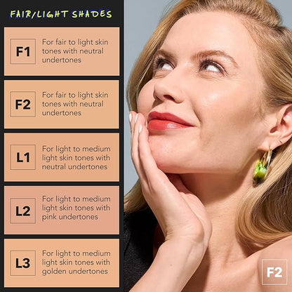 COVER FX Power Play Foundation - Shade F1 - Buildable Full Coverage - Waterproof Sweat-Proof Transfer-Proof - Natural Matte Finish - All Skin Types