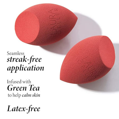 LAURA GELLER Quench-n-Tint Hydrating Lightweight Tinted Moisturizer, Porcelain/Fair + Latex-Free Full Face Makeup Blending Sponge - Sheer Foundation for Daily Use
