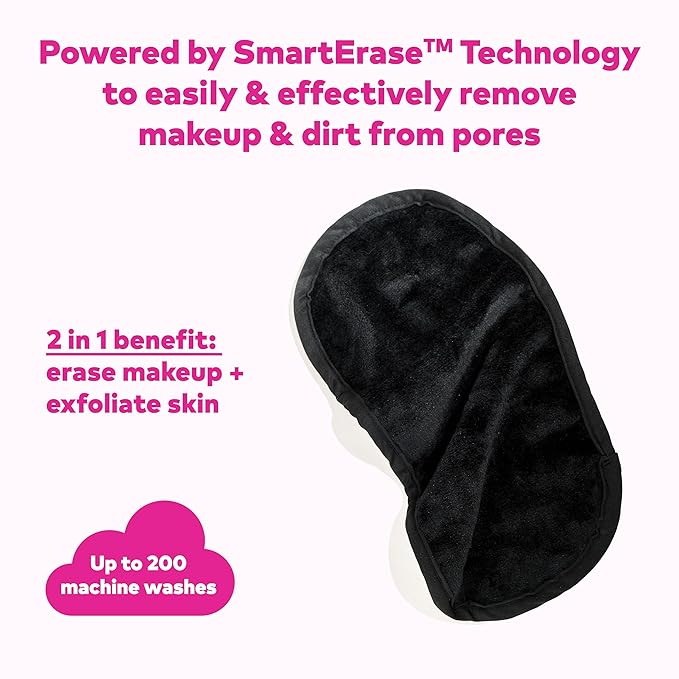 The Original MakeUp Eraser Mini PRO, Erase All Makeup With Just Water, Including Waterproof Mascara, Eyeliner, Foundation, Lipstick, Sunscreen and More! Chic Black, 1ct.