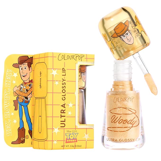 ColourPop x Toy Story Ultra Glossy Lip Gloss - High-Shine, Non-Sticky & Hydrating Lip Gloss with a Flexible Paddle Applicator - Sheer Gold with Rainbow Pearl Finish - Favorite Deputy (0.12 oz)