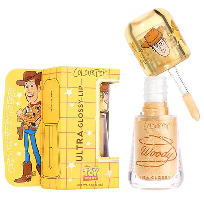 ColourPop x Toy Story Ultra Glossy Lip Gloss - High-Shine, Non-Sticky & Hydrating Lip Gloss with a Flexible Paddle Applicator - Sheer Gold with Rainbow Pearl Finish - Favorite Deputy (0.12 oz)