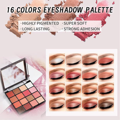 Makeup Set for Girls Teens Women, Full Face Makeup Kit, Travel Makeup Kit, Makeup Present Set, Eyeshadow Foundation, Blusher Counter Stick, Pencil Eyeliner Lip Gloss, Makeup Brushes Sponge Bag