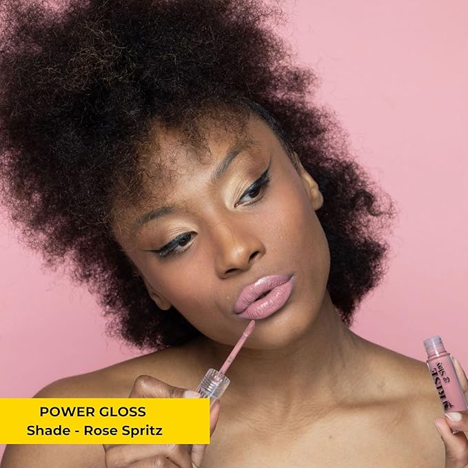 Rise & Slay Power Gloss – High-Pigment Hydrating Gloss Lipstick with Hyaluronic Acid, Vit-E, Jojoba & Castor Oil, Non-Sticky Vibrant Shine, Nude Pink, Summer Lips (Rose Spritz, 4.5 ml)