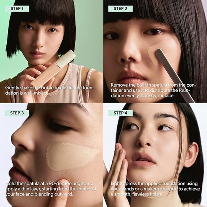 ENTROPY MAKEUP Organza Fit Spatula Foundation, Sheer to Medium Coverage, Built-In Spatula Applicator, Natural Finish, Flawless Skin, Long-Lasting Ultra Lightweight, Korean Makeup, #19.8