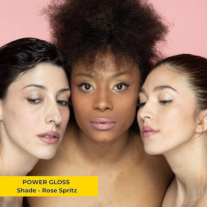 Rise & Slay Power Gloss – High-Pigment Hydrating Gloss Lipstick with Hyaluronic Acid, Vit-E, Jojoba & Castor Oil, Non-Sticky Vibrant Shine, Nude Pink, Summer Lips (Rose Spritz, 4.5 ml)