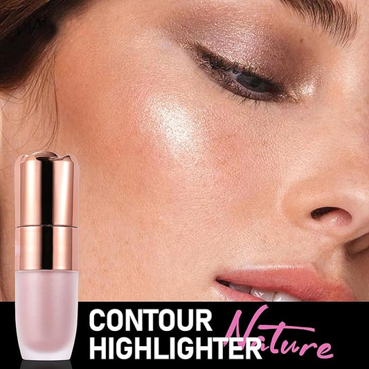 Liquid Glitter Highlighter, Cream Contour Stick Makeup Highlighter Rose Contouring Stick for Face & Body, Glow Long-Lasting Waterproof Multi-Use Highlight & Contour Beauty Wand for Women(#01)