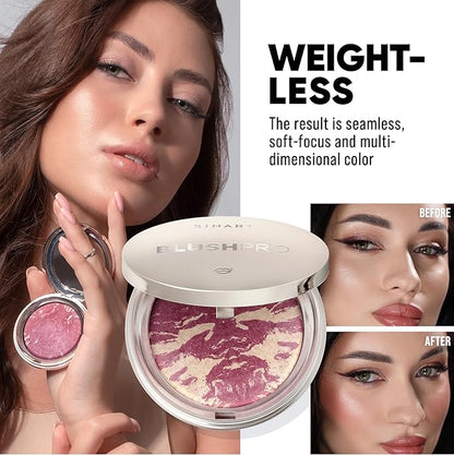 Baked PRO Blush. Brighten Lighting Highly Glow Marbleized. Lightweight Shimmery Satin Face Makeup. Cruelty-Free Powder Blush. Shape, Contour & Highlight Face (B3, D60)