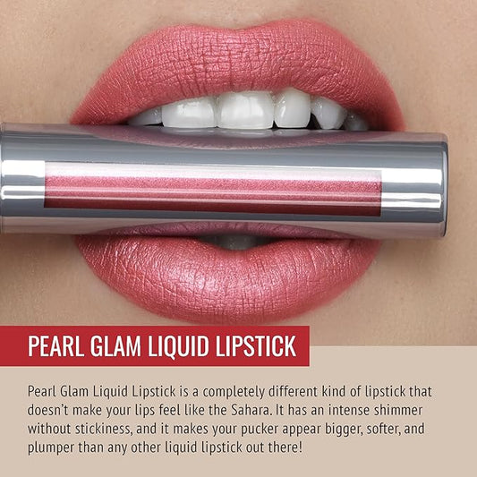 Runway Rogue ‘Starlet’ Bright Coral-Pink Pearl Glam Shimmer Long Wear Liquid Lipstick Bundle with ‘Open Call’ Matte Muted-Raspberry Designer Liner Lip Liner