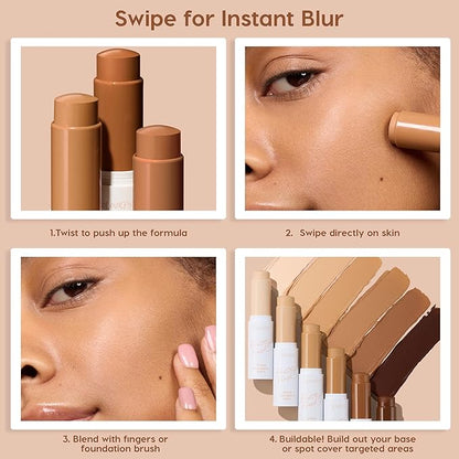 ColourPop Pretty Fresh Tinted Foundation Stick - Balm to Cream Foundation with Light to Medium Coverage - Infused with Hydrating Hyaluronic Acid, Peptides & Niacinamide - Deep Dark 22 (0.29 oz)