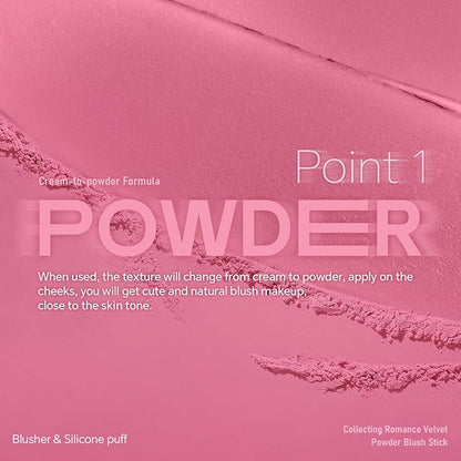 Cream to Powder Blush Stick, Built-In Jelly-like Silicone Makeup Applicator, Buildable & Blendable, Multi-use Blush Makeup Stick for Cheeks, Lips and Eyes, 03 NEVER TOO MUCH