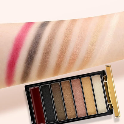 7 Colors Glitter Eyeshadow Palette, Shimmer Full Face Makeup Palette, Professional Eye Makeup Palette for Eyes, Lips, Contour & Blush