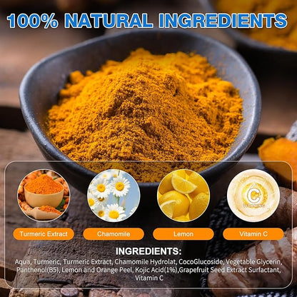 Turmeric Cleansing Pads Kojic Acid Turmeric Cleansing Pads, Face Turmeric & Kojic Acid Pads for Dark Spots, Glow Up Acne Scars, Unclog Pores, Enriched Vitamin C,Gentle & Non-Irritating