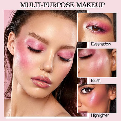 Boobeen Baked Powder Blush, Highlighting Pressed Blush Face Blushes Highlighter Finishing Powder Makeup, Natural Flush Tint for Cheeks, Long-wear Glow, Easily Blends