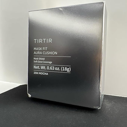 TIRTIR Mask Fit Aura Silver Cushion Foundation | Semi-glow Finish, Natural Coverage, Moisturizing, Lightweight, Korean cushion foundation (#25N Mocha, Full Size, 0.63 Fl Oz)