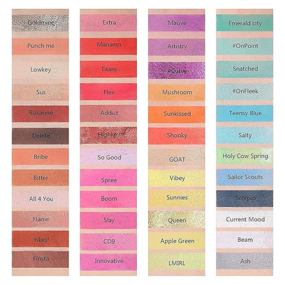 Docolor 16Pcs Colorful Eye Makeup Brushes Set + 48 Colors BOOM Eeyshadow Palette Pigmented Matte Shimmer Metallic Blendable Soft Cream Powder Makeup Eye Shadow Palettes