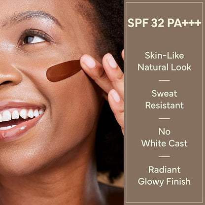 Tinted Moisturizer with SPF 32 PA+++ (Caramel), 12 Hour Hydrating Sunscreen for Face, No White Cast, Natural Radiant Finish, Medium Coverage, With Hyaluronic Acid, Vitamin E, Peptide