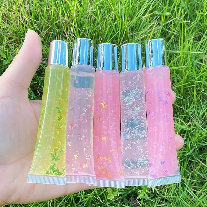 50Pcs 15ml Lip Gloss Squeeze Tubes, Silver Lip Gloss Containers Empty, Refillable Soft Clear Tubes for DIY Lipgloss Balm Cosmetic (Silver)