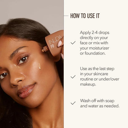 Nuda Bronzing Glow Drops | Squalene, Ginger, Lavender, & Moringa-Infused Face Bronzing Drops | Lightweight, Washable Bronzer Drops | Cruelty-Free, Paraben-Free, & Sulfate-Free Bronzing Serum, (30 mL)