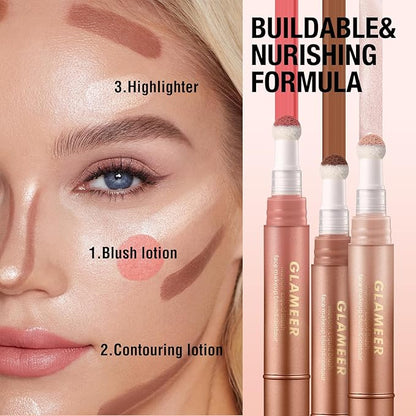 Blush Stick,Liquid Blush Stick,Silky Smooth Creamy Formula,Lightweight Blendable Blush Rouge Stick,Naturally Sculpted Look Professional Beauty Makeup Blush (03/04/05/06)