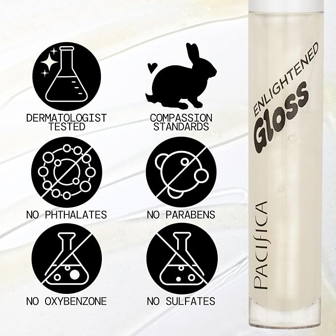 Pacifica Plumping Lip Gloss – Sugar Cake Flavored Shimmering Gold Hydrating Lip Oil Balm, No Tingle Lip Plumper with Shea Butter, Non-Sticky High Shine Sweet Finish, Vegan & Cruelty-Free 0.14oz