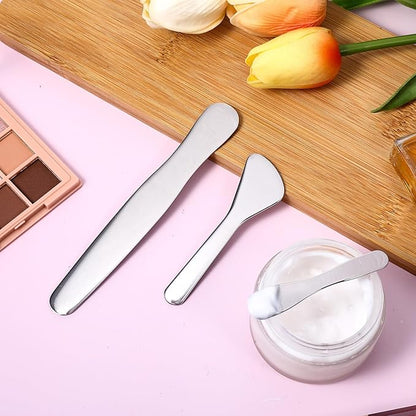 simarro 3-Piece Makeup Scraper Set, Mini Metal Makeup Scraper, Beauty Reusable Skin Care Spoon, Facial Beauty Accessories for Mixing and Sampling Botanical Masks, Skin Creams, Eye Creams, Serums