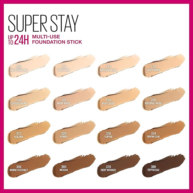 Maybelline New York Super Stay Foundation Stick for Normal To Oily Skin, Light Beige, 0.25 Ounce