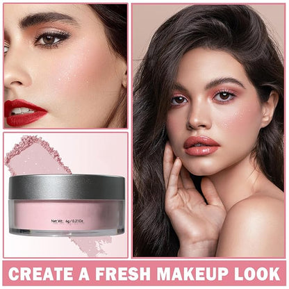 Oil Control Loose Powder Makeup Pink Translucent Setting Powder Shimmer Long Lasting Lightweight Polvo Traslucido Maquillaje Para Mujer Face Powder Makeup - 02 Pink Shimmer
