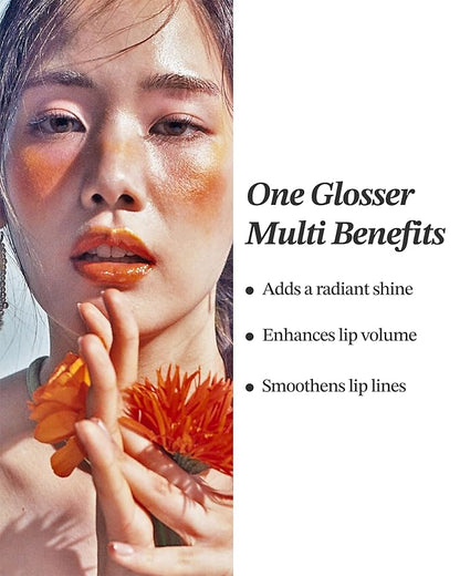 Glint Tint Glosser (Clementine, 0.09oz) - Hydartions, Moisturizing Plumping Lip Gloss with Radiant Shine, Long Lasting, Korean Skin Care. Provence Rose & Calendula Extract.
