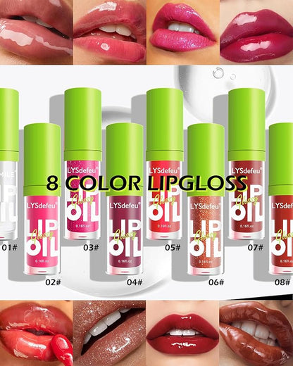 Lip Oil Lip Glaze-1Pcs Big Brush Head Hydrating Pink Lip Glow Oil,Shiny Transparent Lip Gloss Plumping,Long Lasting Non-sticky Clear Glow Reviver Lip Care Oil,Women's Day Lip Makeup Gift-03#