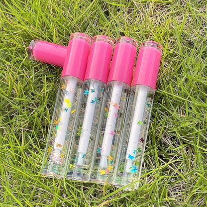 Lip Gloss Brush Wand Tubes Empty, 12 Pack 5ml Lip Gloss Containers with Wand, 12 Pink Lip Gloss Tubes with Rubber Stoppers for DIY Lip Gloss Balm (Pink)