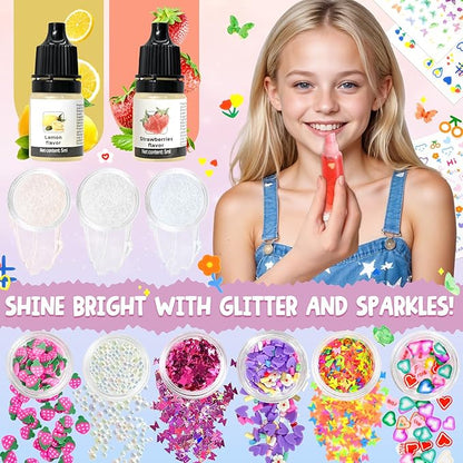 Lip Gloss Making Kit JCOOS DIY Lip Oil Make Your Own Lip Gloss Kit, Lip Gloss Base Oil Moisturizing, Lip Gloss Pigment Lip Gloss Flavoring Oil, Lip Gloss Tubes Christmas Gifts for Kids Girls Lip Gloss
