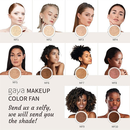 Vegan Mineral Powder Foundation - Light to Full Coverage, Natural-Looking Finish, Cruelty Free, No Chemicals (MF1)